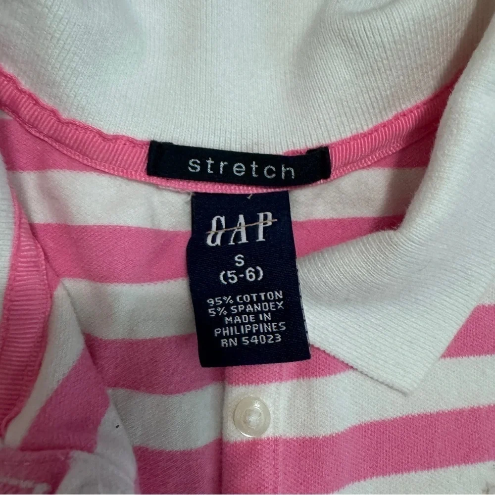 Gap Pink White Stripe T-shirt Dress Girls Small Collar Vintage